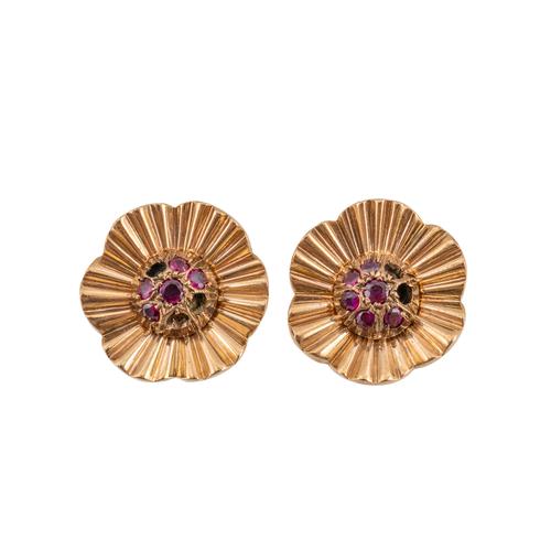 A PAIR OF RUBY CLUSTER EARRINGS (3)