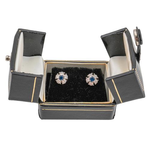 A PAIR OF SAPPHIRE AND DIAMOND EARRINGS (3)