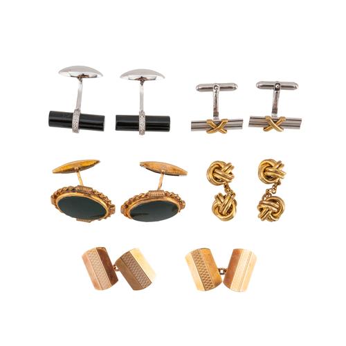 FIVE PAIRS OF 9CT GOLD CUFFLINKS (10)