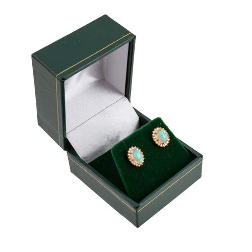 A PAIR OF OPAL AND DIAMOND EARRINGS (3)