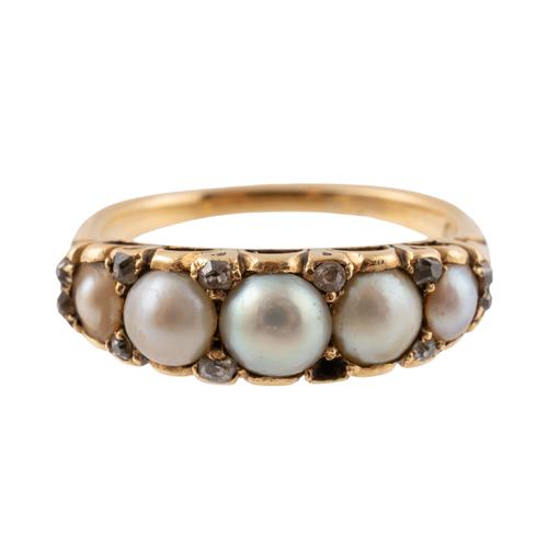 A PEARL AND DIAMOND RING