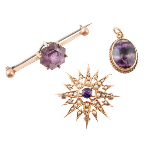 TWO BROOCHES AND A PENDANT (3)