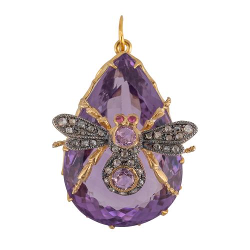 A MODERN AMETHYST BUG PENDANT