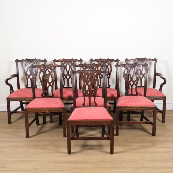 A SET OF EIGHT GEORGE III WALNUT DINING CHAIRS (8)