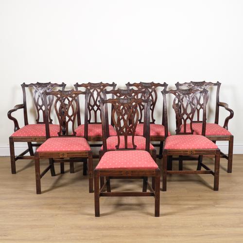 A SET OF EIGHT GEORGE III WALNUT DINING CHAIRS (8)