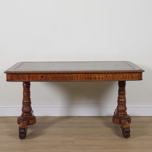 A REGENCY ROSEWOOD AND MAHOGANY RECTANGULAR CENTRE TABLE