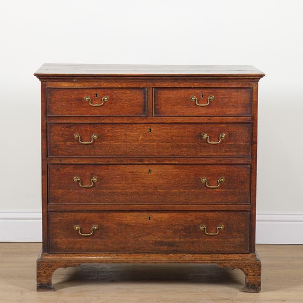A GEORGE III OAK CHEST OF DRAWERS