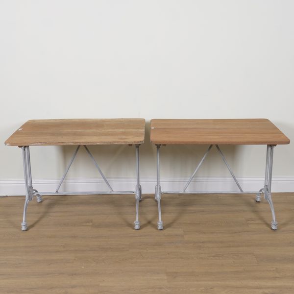 A PAIR OF 20TH CENTURY TEAK RECTANGULAR TABLES (2)