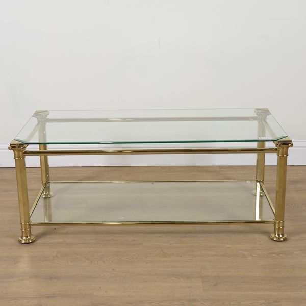 A BRASS RECTANGULAR COFFEE TABLE