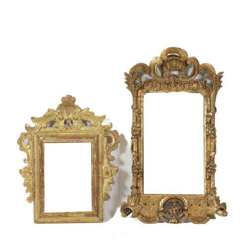 A 19TH CENTURY AND LATER SWEDISH GILT FRAMED WALL MIRROR (2)