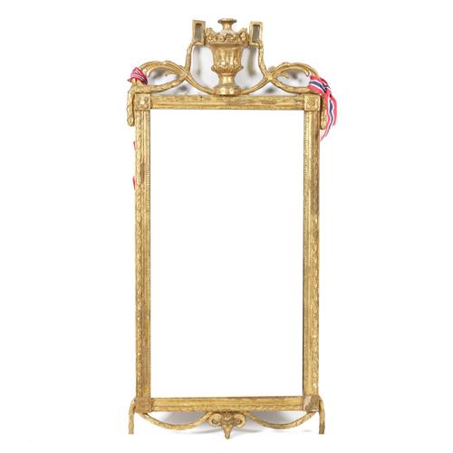 A 19TH CENTURY SWEDISH GILT FRAMED PIER MIRROR