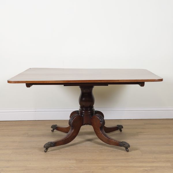 A VICTORIAN MAHOGANY SNAP TOP RECTANGULAR CENTRE TABLE