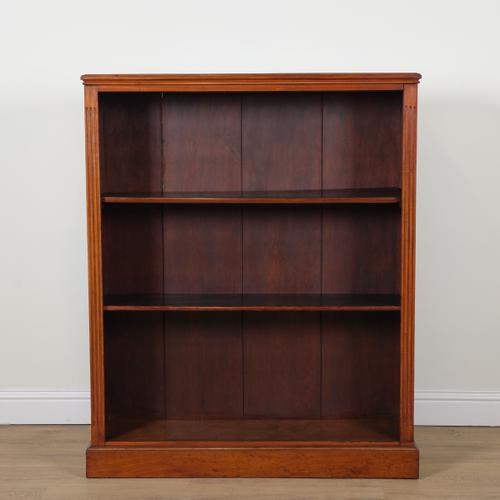 A LATE VICTORIAN MAHOGANY OPEN BOOKCASE
