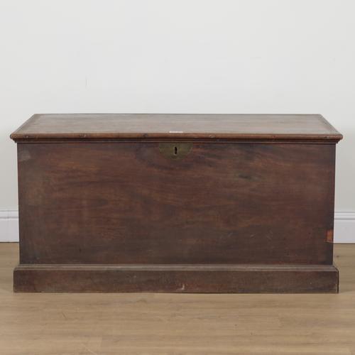 AN 18TH CENTURY MAHOGANY AND PINE RECTANGULAR TRUNK
