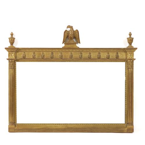 A REGENCY STYLE GILT FRAMED RECTANGULAR WALL MIRROR