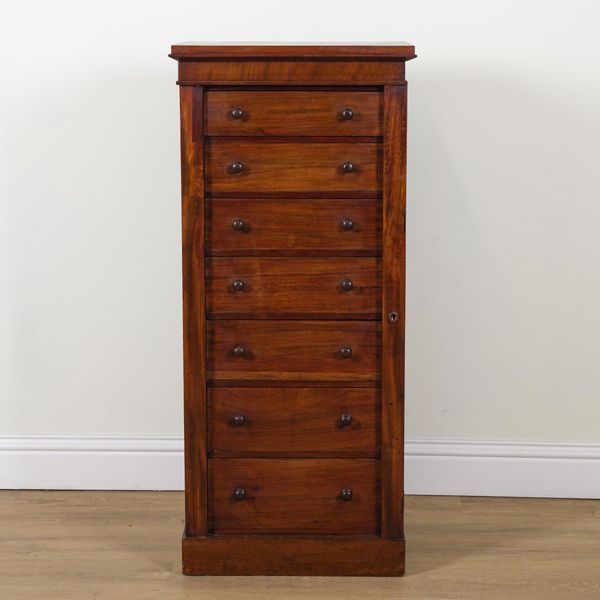 A VICTORIAN MAHOGANY WELLINGTON CHEST