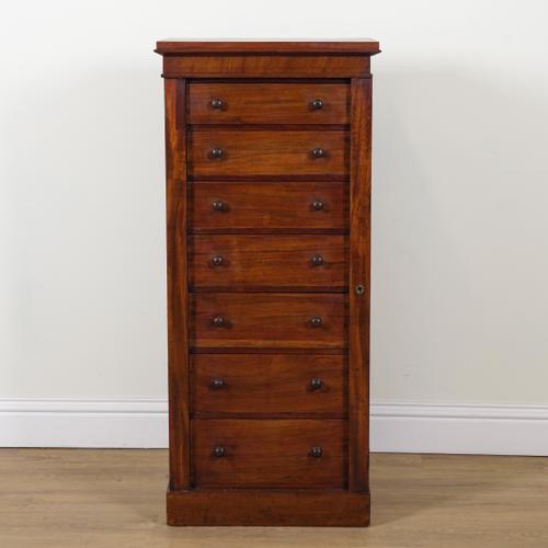 A VICTORIAN MAHOGANY WELLINGTON CHEST