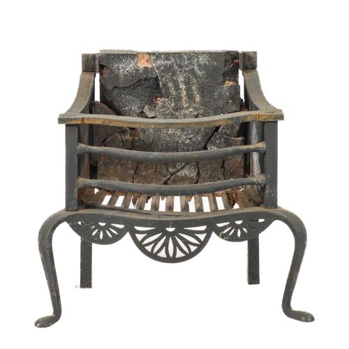 A REGENCY STYLE IRON FIRE GRATE
