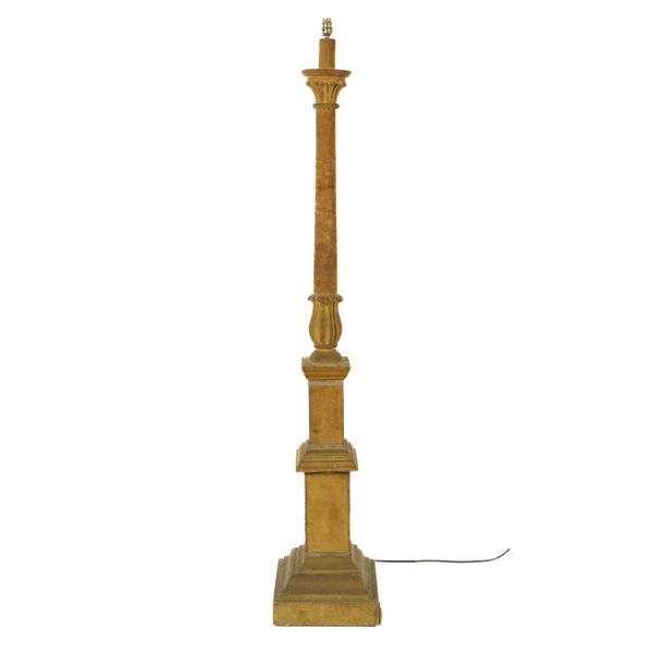 A VELVET COVERED FLOOR STANDING LIGHT
