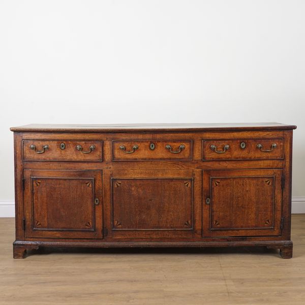 AN 18TH CENTURY OAK INLAID DRESSER BASE