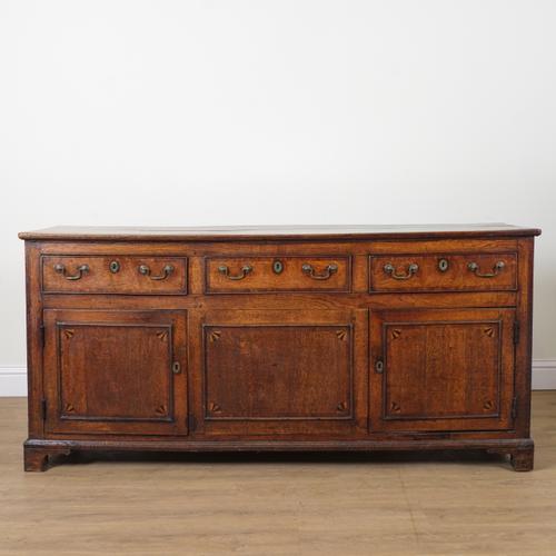 AN 18TH CENTURY OAK INLAID DRESSER BASE