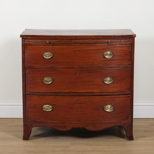 A REGENCY INLAID MAHOGANY BOWFRONT CHEST OF DRAWERS