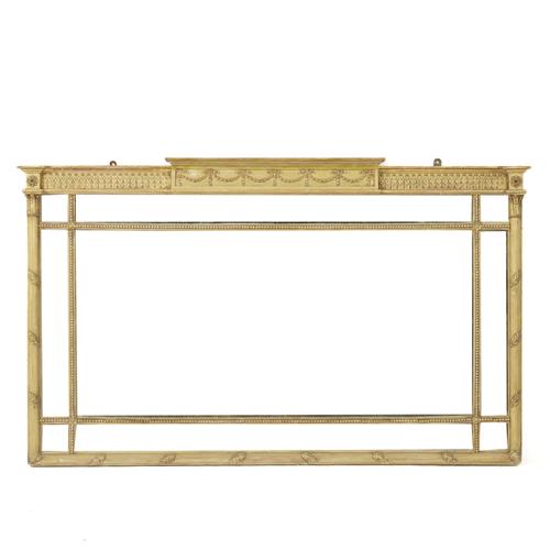 A LATE 19TH CENTURY GILT FRAMED OVERMANTEL MIRROR