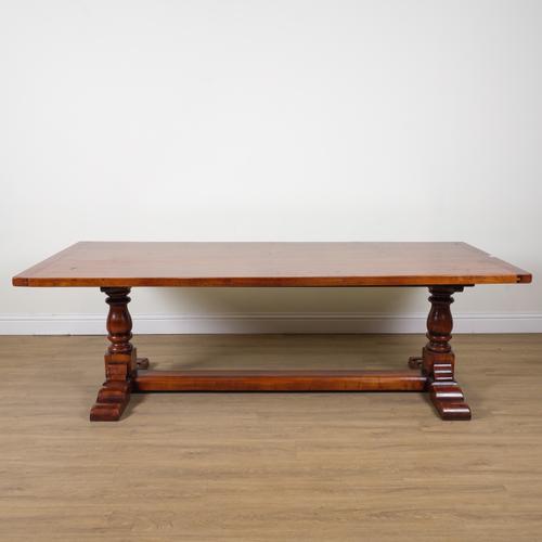 A 17TH CENTURY STYLE CHERRY WOOD REFECTORY TABLE