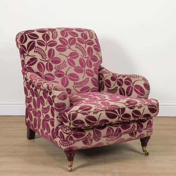 A MODERN VICTORIAN STYLE EASY ARMCHAIR