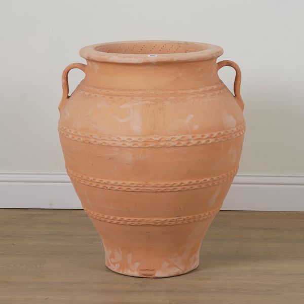 A LARGE MODERN TERRACOTTA OIL JAR