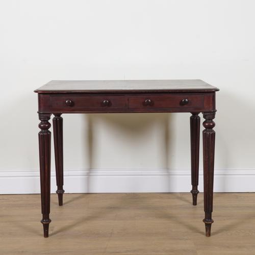 A REGENCY MAHOGANY TWO DRAWER SIDE TABLE