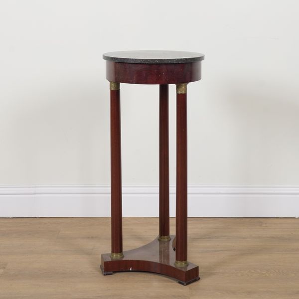 A LATE 19TH CENTURY EMPIRE REVIVAL MARBLE TOPPED CIRCULAR OCCASIONAL TABLE