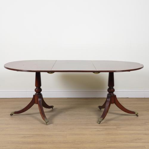 A GEORGE III STYLE MAHOGANY D-END DINING TABLE
