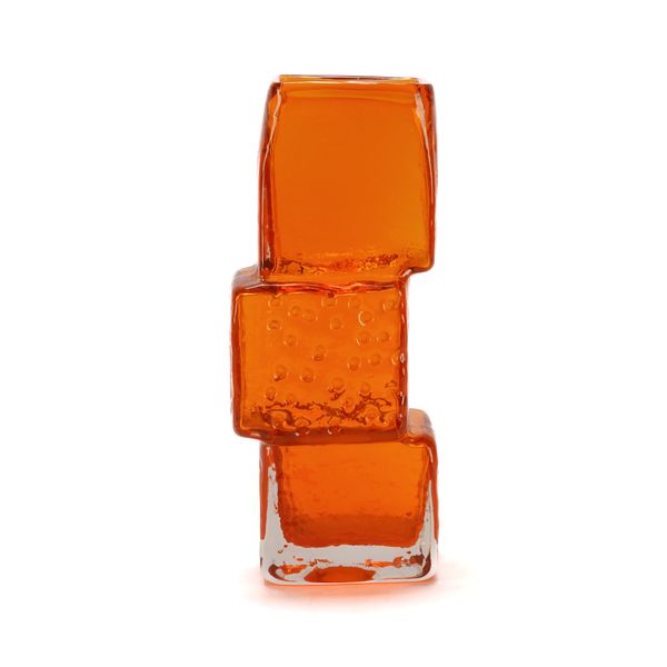 A WHITEFRIARS `DRUNKEN BRICKLAYER'  VASE IN TANGERINE