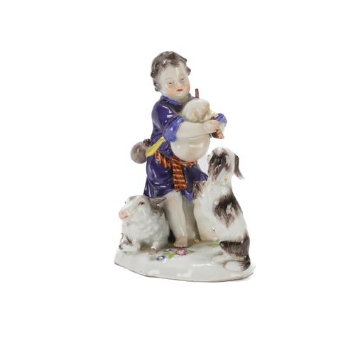 A MEISSEN FIGURE OF A BOY SHEPHERD