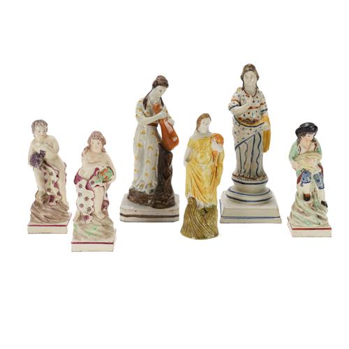 SIX CREAMWARE AND PEARLWARE FIGURES (6)