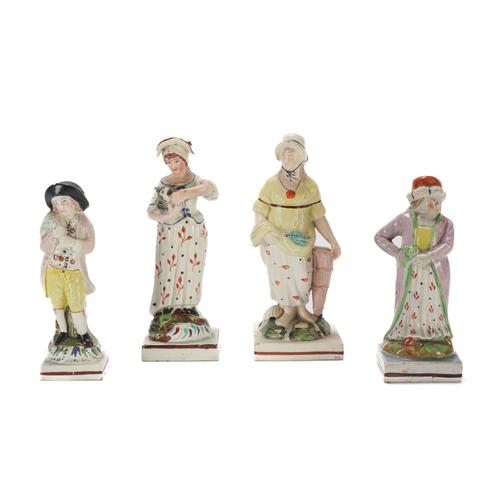A STAFFORDSHIRE PEARLWARE FIGURE OF A GIRL (4)