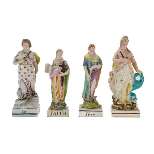 A STAFFORDSHIRE PEARLWARE FIGURE OF `AIR' (4)