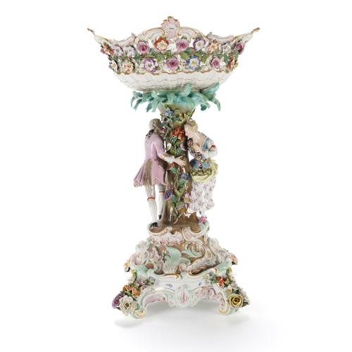 A LARGE MEISSEN CENTREPIECE AND STAND (2)