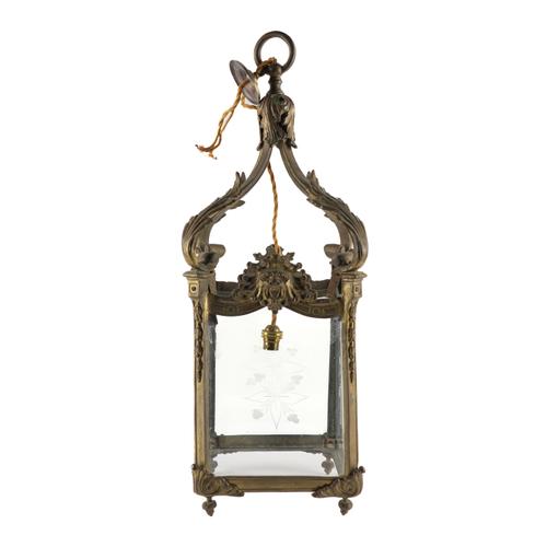 A GILT-BRASS REGENCE-STYLE HANGING HALL LANTERN