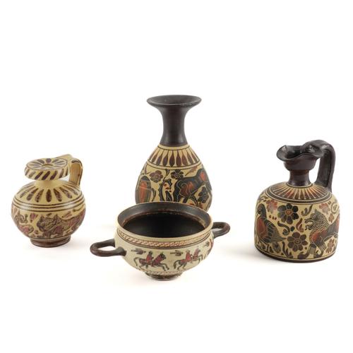 A GROUP OF FOUR TERRACOTTA VESSELS AFTER THE ANTIQUE GREEK CORINTHIAN EXAMPLES (4)