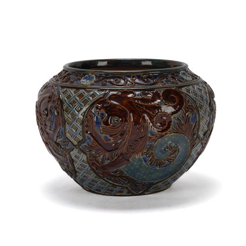 A DOULTON LAMBETH STONEWARE JARDINIERE BY MARK V MARSHALL