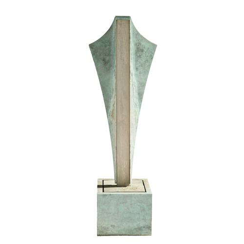 A BRONZE AND COPPER WATER FEATURE