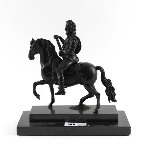 A BRONZE EQUESTRIAN GROUP OF HENRI IV