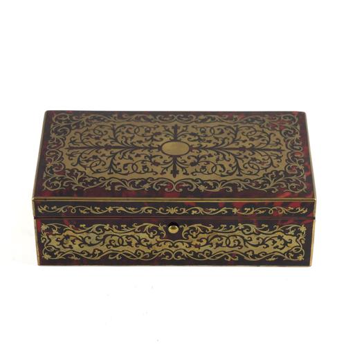 J C VICKERY: A VICTORIAN BOULLE STYLE PLAYING CARD BOX