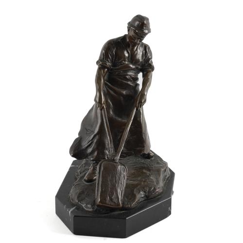 LUDWIG EISENBENGER (ACTIVE 1895 -1920): A PATINATED BRONZE FIGURE OF AN INDUSTRIAL WORKER