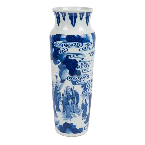 A CHINESE BLUE AND WHITE ROLWAGEN VASE