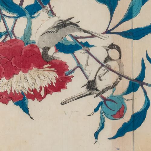 NINE JAPANESE WOODBLOCK PRINTS DEPICTING BIRDS IN FLOWERING BRANCHES (9)