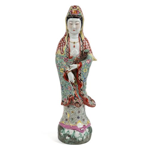 A CHINESE FAMILLE ROSE FIGURE OF GUANYIN