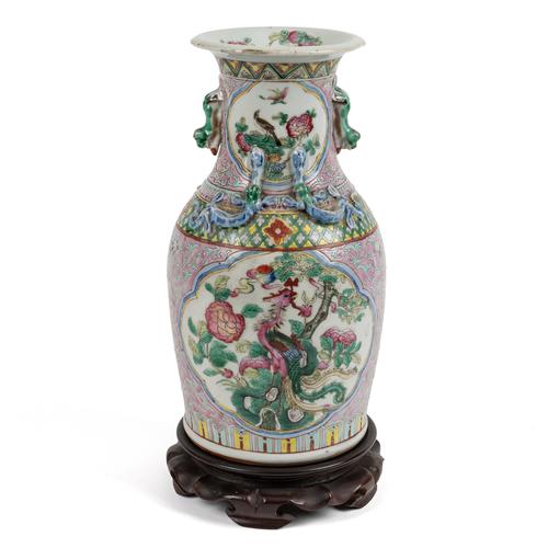 A CHINESE FAMILLE ROSE BALUSTER VASE